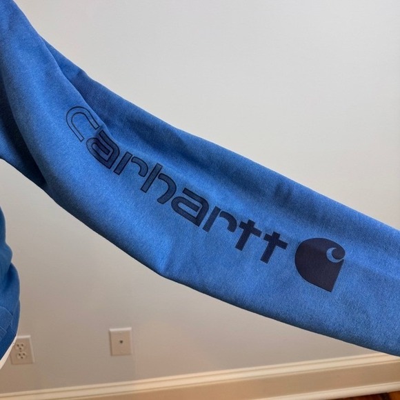Carhartt Hoodie Blue XS Loose Fit Logo Sleeve Pullover Gorpcore Utility Outdoor - Picture 4 of 12